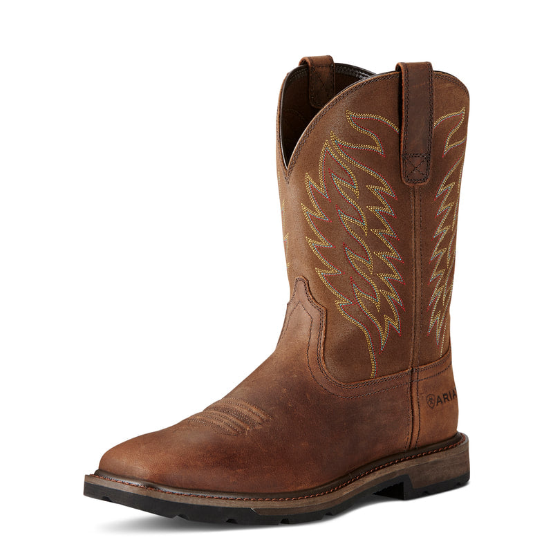 Ariat 10020059 Groundbreaker Wide Square Toe Work Boot Brown