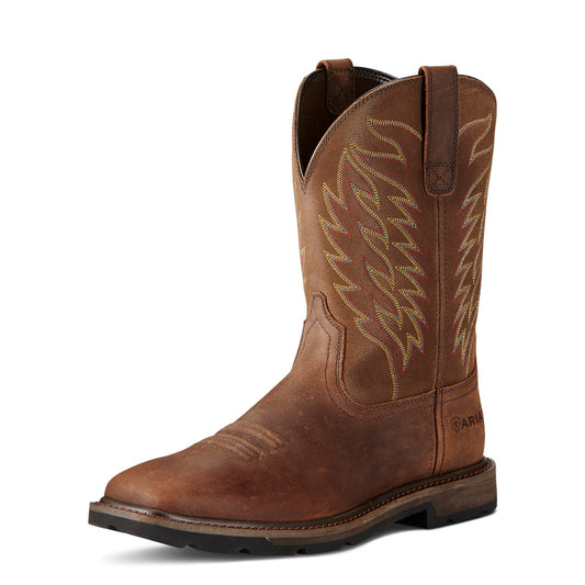 Ariat 10020059 Groundbreaker Wide Square Toe Work Boot Brown