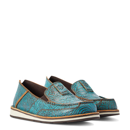 Ariat 10042526 Cruiser Boat Shoe Brushed Turquoise Floral Emboss