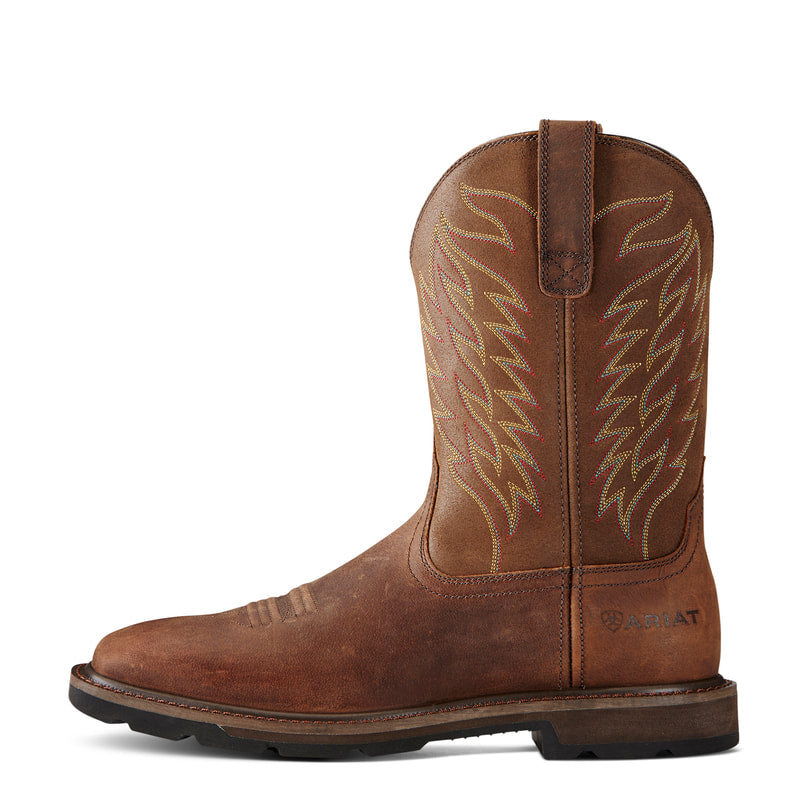 Ariat 10020059 Groundbreaker Wide Square Toe Work Boot Brown
