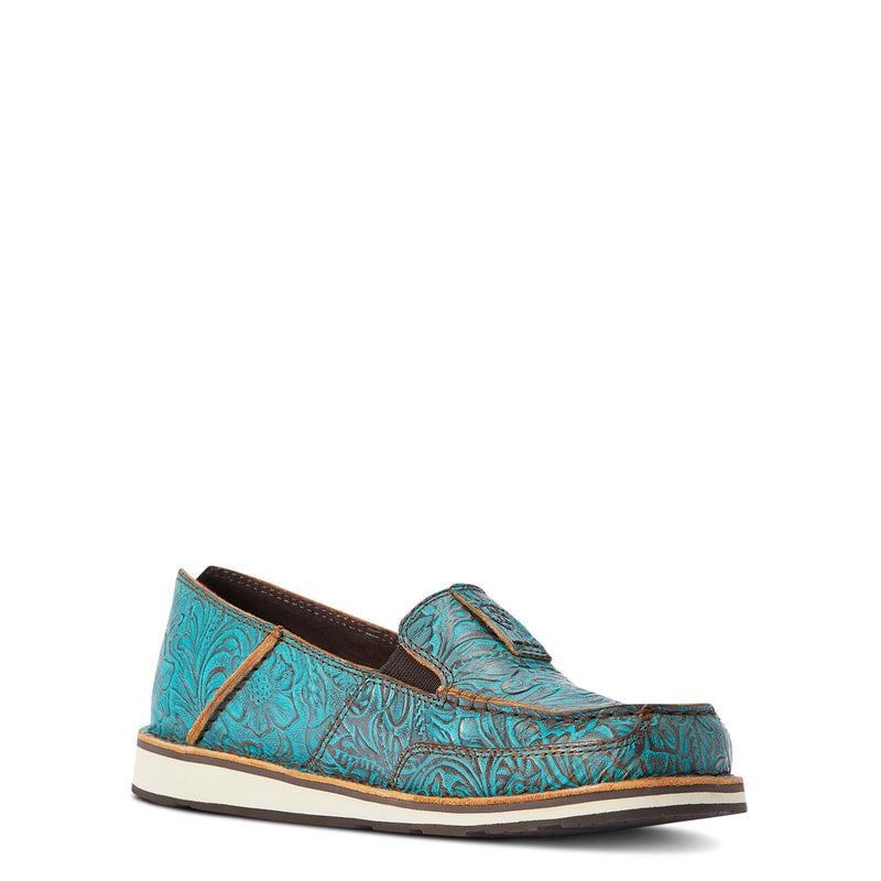 Ariat 10042526 Cruiser Boat Shoe Brushed Turquoise Floral Emboss