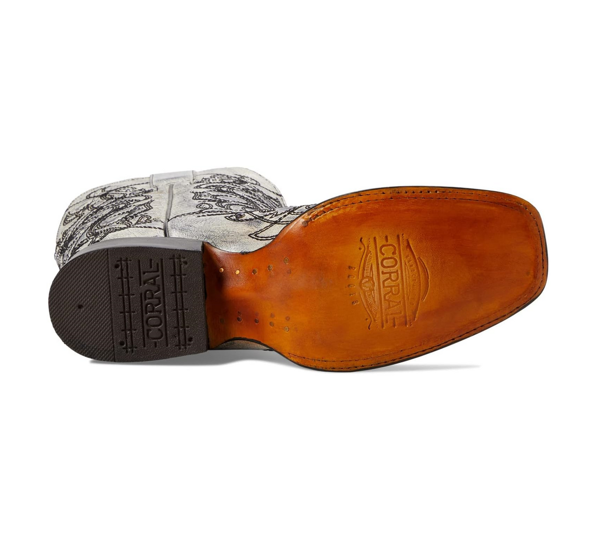 Corral Z5094 Black/White Embroidery & Studs SQ. Toe