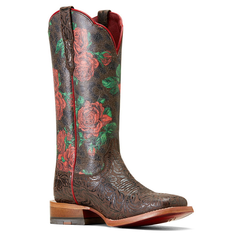 Ariat 10046892 Frontier Farrah Chocolate Flower Emboss Wild Rose Print