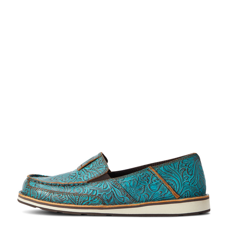 Ariat 10042526 Cruiser Boat Shoe Brushed Turquoise Floral Emboss