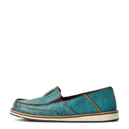 Ariat 10042526 Cruiser Boat Shoe Brushed Turquoise Floral Emboss