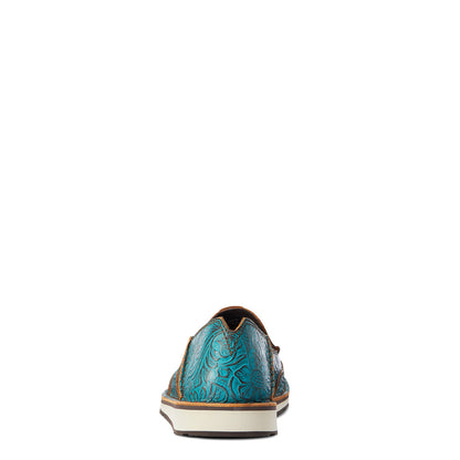 Ariat 10042526 Cruiser Boat Shoe Brushed Turquoise Floral Emboss