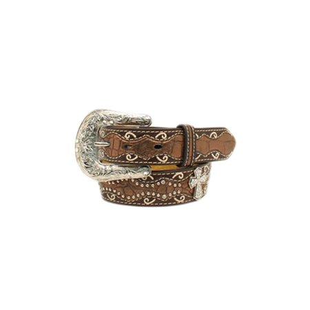 Ariat A1302802 Girls Metallic Croc & Cross Belt & Buckle, Brown