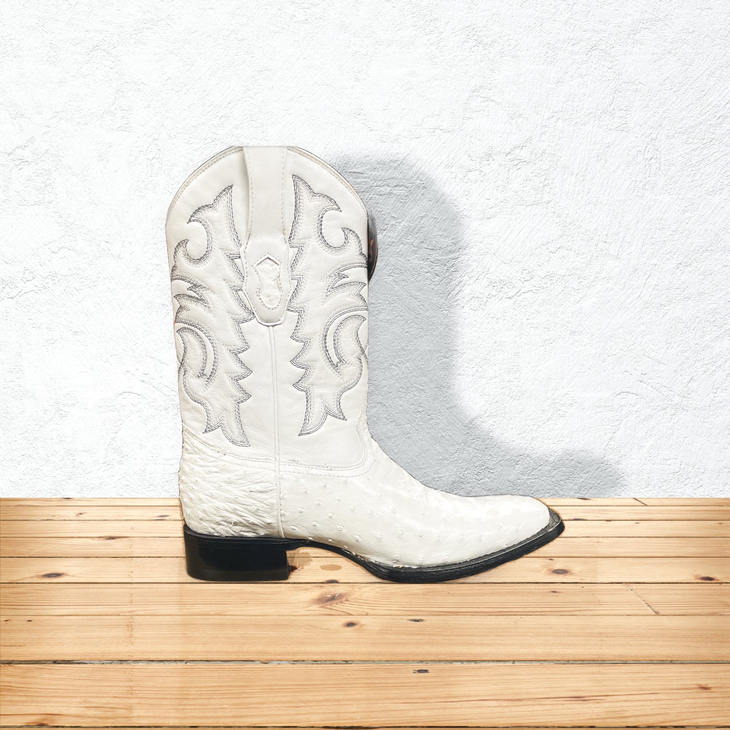 Los Altos 9756762752-9.5D White Full Quill Ostrich Wide Square Toe