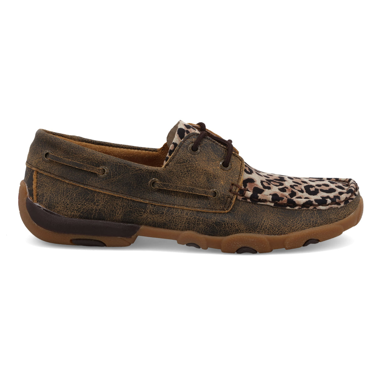 Twisted X WDM0057 Boat Shoe Driving Moc - Distressed & Leopard