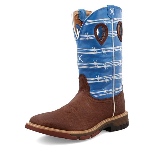 Twisted X MXB0001 - 12" Western Work Boot - Burgundy & Sky Blue