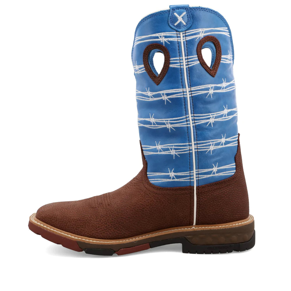 Twisted X MXB0001 - 12" Western Work Boot - Burgundy & Sky Blue