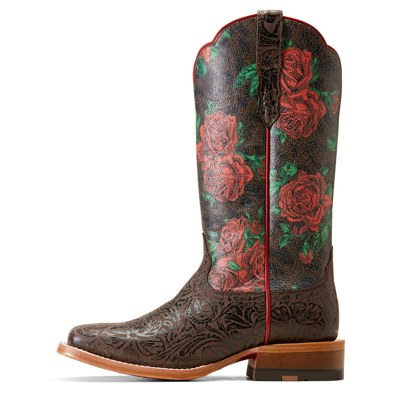 Ariat 10046892 Frontier Farrah Chocolate Flower Emboss Wild Rose Print