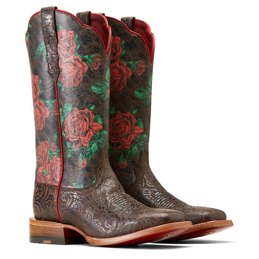 Ariat 10046892 Frontier Farrah Chocolate Flower Emboss Wild Rose Print