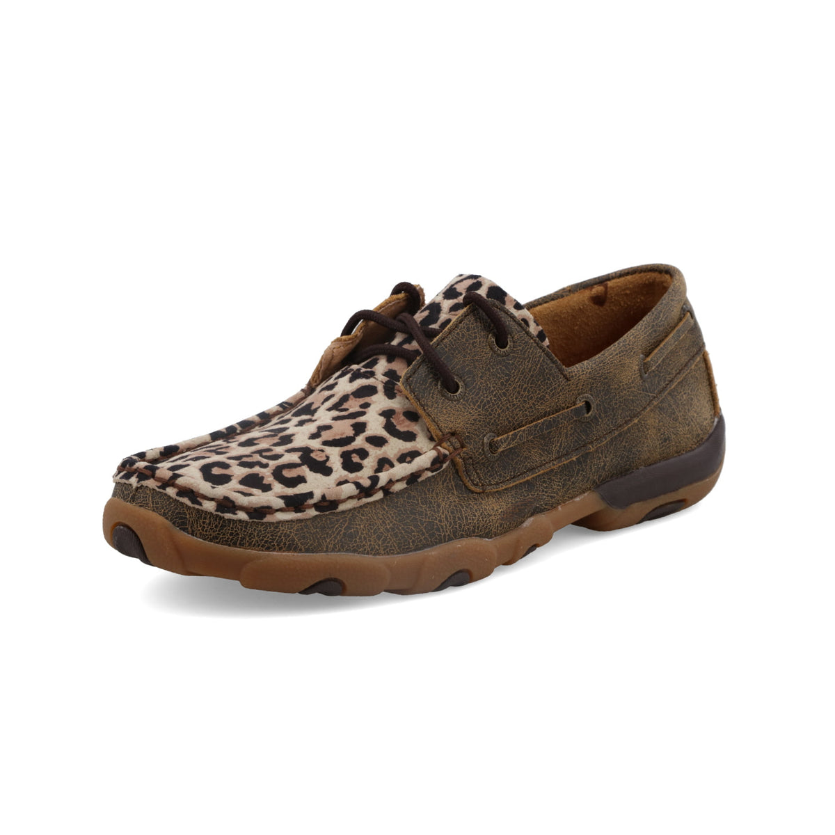 Twisted X WDM0057 Boat Shoe Driving Moc - Distressed & Leopard