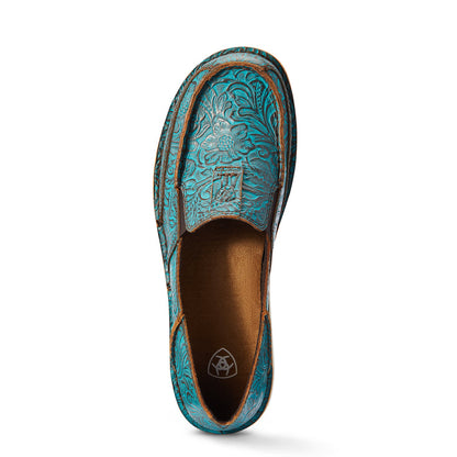 Ariat 10042526 Cruiser Boat Shoe Brushed Turquoise Floral Emboss