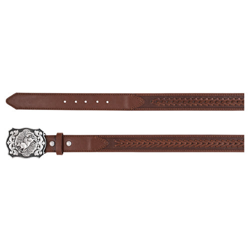 ARENA ACE 2520791603 BOYS BELT BROWN WITH CENTER V STITCH