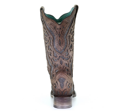 Corral E1512 Brown Grey Inlay & Embroidery & Studs SQ. Toe