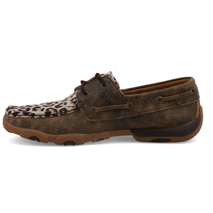 Twisted X WDM0057 Boat Shoe Driving Moc - Distressed & Leopard