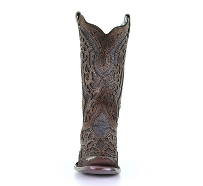 Corral E1512 Brown Grey Inlay & Embroidery & Studs SQ. Toe